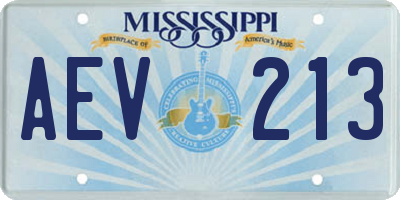 MS license plate AEV213
