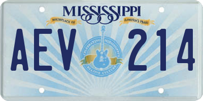 MS license plate AEV214