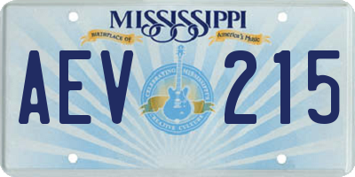 MS license plate AEV215