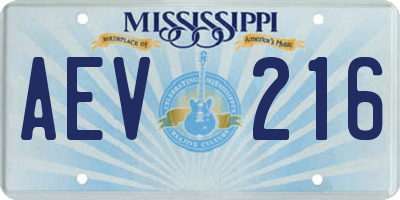 MS license plate AEV216