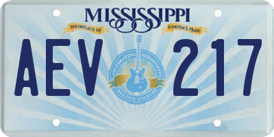 MS license plate AEV217