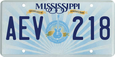 MS license plate AEV218