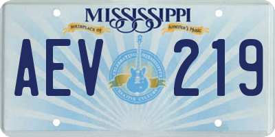 MS license plate AEV219
