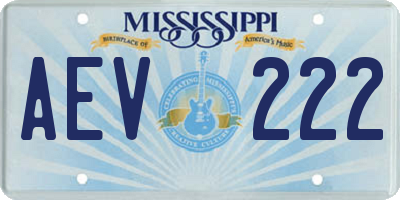 MS license plate AEV222