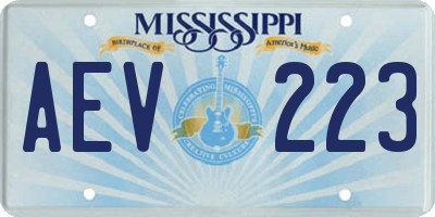 MS license plate AEV223