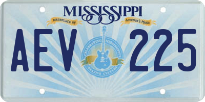 MS license plate AEV225