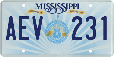 MS license plate AEV231