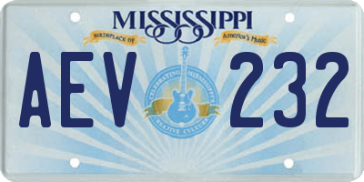 MS license plate AEV232