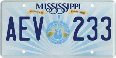 MS license plate AEV233