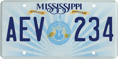 MS license plate AEV234