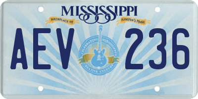 MS license plate AEV236