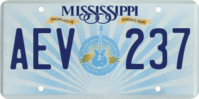 MS license plate AEV237