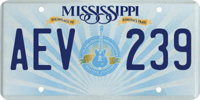 MS license plate AEV239