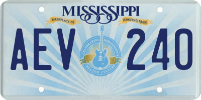 MS license plate AEV240