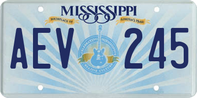 MS license plate AEV245