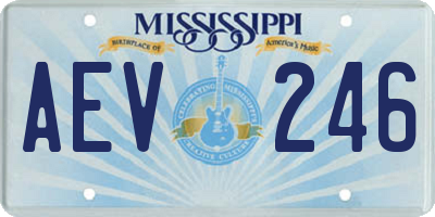 MS license plate AEV246