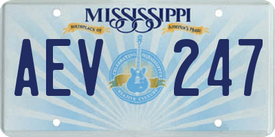 MS license plate AEV247
