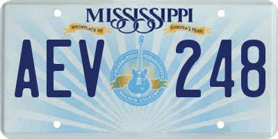 MS license plate AEV248