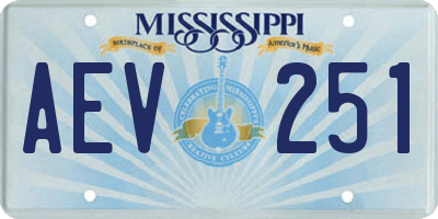 MS license plate AEV251