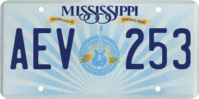 MS license plate AEV253