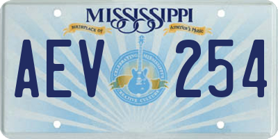 MS license plate AEV254