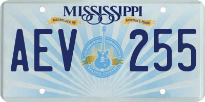 MS license plate AEV255