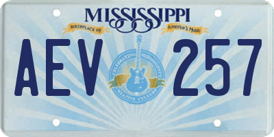 MS license plate AEV257