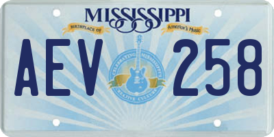 MS license plate AEV258