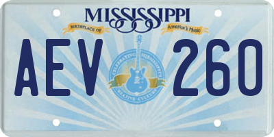 MS license plate AEV260
