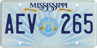 MS license plate AEV265