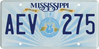 MS license plate AEV275