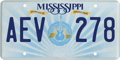MS license plate AEV278