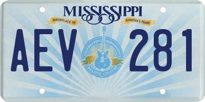 MS license plate AEV281