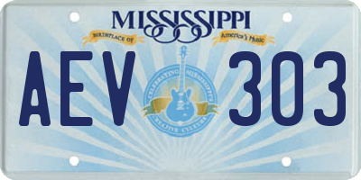 MS license plate AEV303