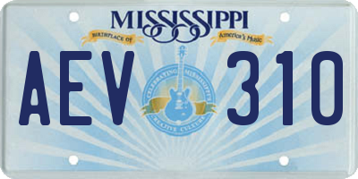 MS license plate AEV310