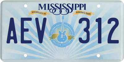MS license plate AEV312