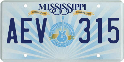 MS license plate AEV315