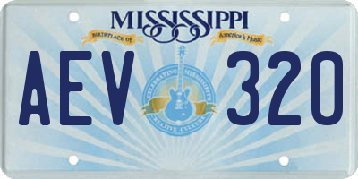 MS license plate AEV320