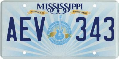 MS license plate AEV343
