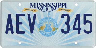 MS license plate AEV345