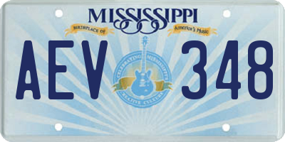 MS license plate AEV348