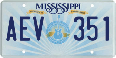 MS license plate AEV351