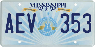 MS license plate AEV353