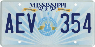 MS license plate AEV354