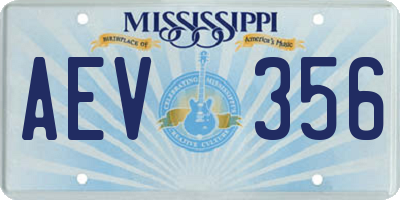 MS license plate AEV356