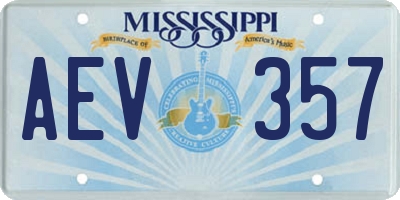 MS license plate AEV357
