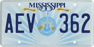 MS license plate AEV362