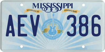 MS license plate AEV386