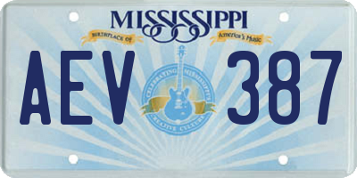 MS license plate AEV387