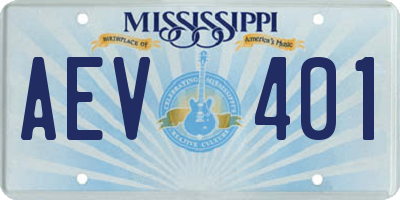 MS license plate AEV401